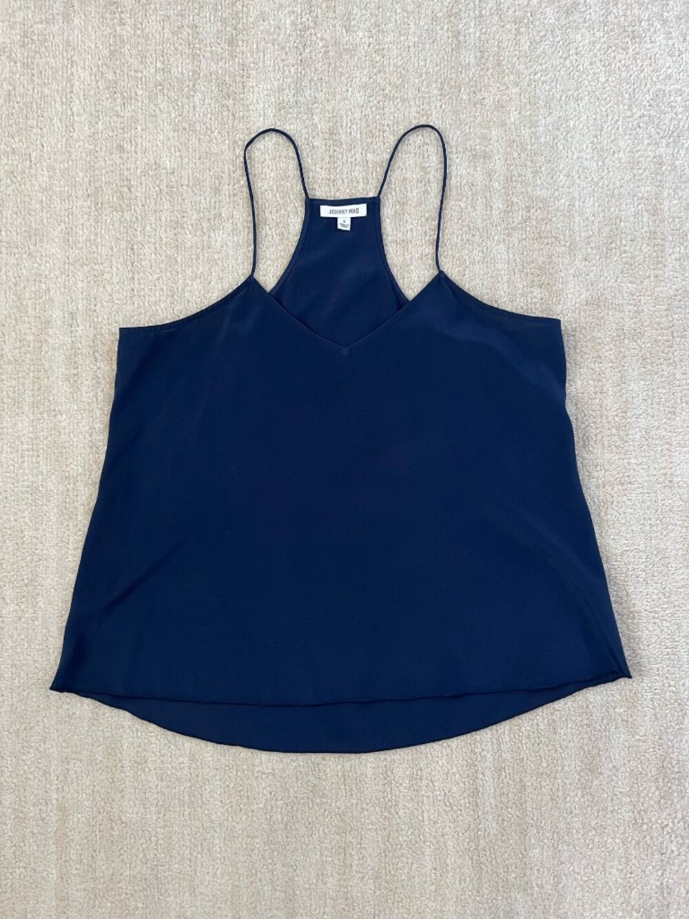 Johnny Was Blue Silk Cami Tank Top Spaghetti Strap S Luxury Minimalist